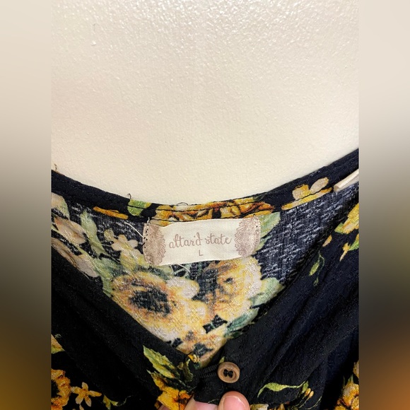 Large Altar’d State mini dress black floral print with button top - Picture 4 of 6